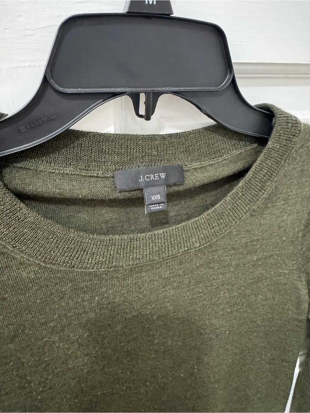 J. Crew Olive Heathered Olive Green Crew Neck Sweater Merino Wool Blend XXS